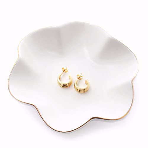 HANKOR Jewelry Dish Tray, Ceramic, 4.7 inch, White | Ring Dish, Catch all Tray, Cute Vanity Decor, Trinket Tray, Ring Tray, Key Holder Bowl, Girly Room Decor - color: White