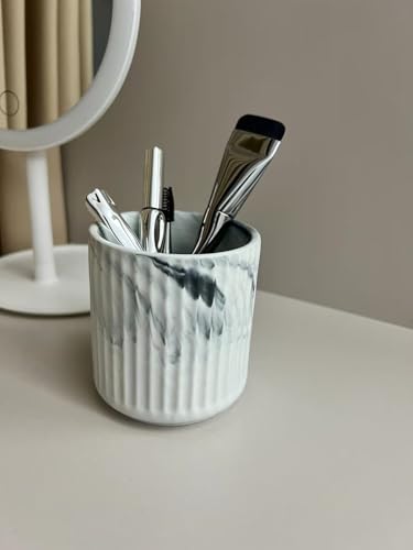 350ML Bathroom Soap Dispenser Set，Marble 3-Piece Countertop Organizer | Marble ceramic is suitable for soap storage on the washstand, liquid detergent on the sink, and lotion bottle on the dresser - color: Grey Ink Wash