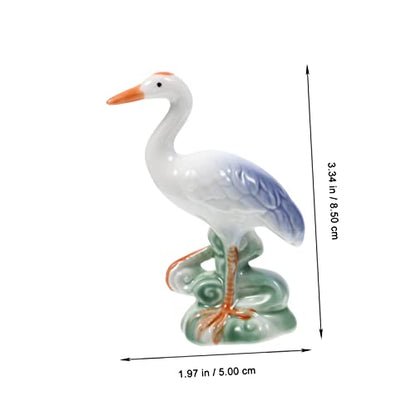 ULTECHNOVO Ceramic Crane Figurine Ornament 1PCS Cute Animal Statue for Desktop Decoration Rustic Style Home Decor Aesthetically Pleasing Ceramic Craft