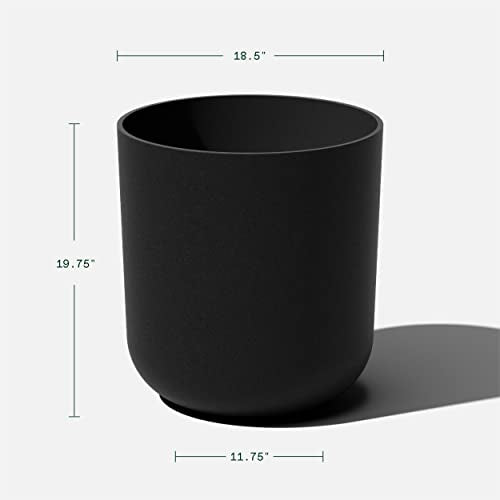 Veradek Round Black Plastic Planter Pots for Indoor/Outdoor Garden Use, with Drainage Holes, Suitable for Small to Large Succulent Plants, Flowers, Modern Interior Plants | Made From a Durable Plastic-Stone Composite With Pre-Drilled Drainage Holes. Moder