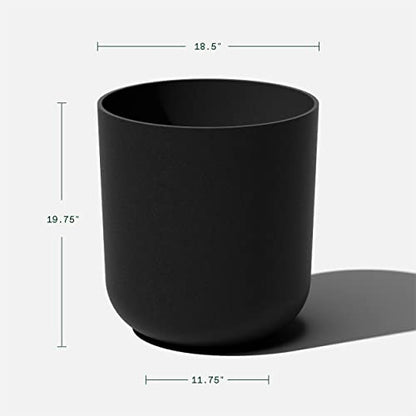 Veradek Round Black Plastic Planter Pots for Indoor/Outdoor Garden Use, with Drainage Holes, Suitable for Small to Large Succulent Plants, Flowers, Modern Interior Plants | Made From a Durable Plastic-Stone Composite With Pre-Drilled Drainage Holes. Moder