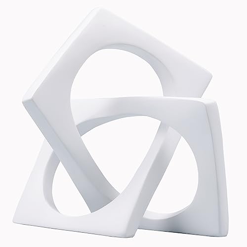 DOVDOV Geometric Cube White Knot Decorations, Geometric Sculptures, Modern Home Decorations for Home Decor Accents, Dining Tables, on Shelves, Consoles, entryway Tabletop centrepieces - color: White