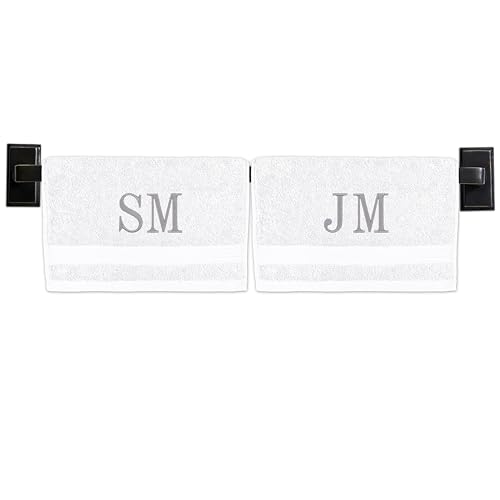 Personalized Washcloths | Set of 2 | Choose from 12 Fonts | Genuine Turkish Cotton | Oeko-Tex Certified | Personalized Towels | Bathroom Towels - color: White - Washcloths
