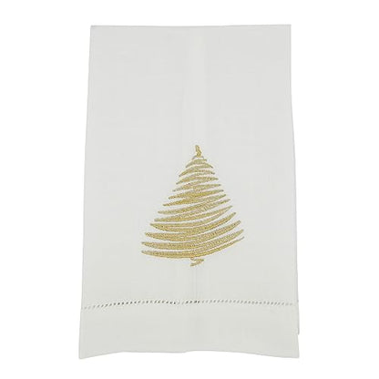 Holly Jolly Embroidered Christmas Tree Guest Towel (Set of 4)