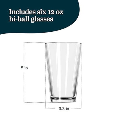 Libbey Bar Essentials Hi Ball Drinking Glasses, Clear Restaurant Quality Tall Drinking Glasses Set of 6, Modern Cocktail Glasses Set for Everyday Use - color: Tumbler Hi Ball 6