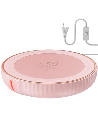 HouseGem Large Candle Warmer Plate - Coffee Cup Mug Warmer for Desk, Candle Melter, Electric Mug Heater for Beverages, Milk & Tea, Coffee Accessories Ideal Gifts Keep Cup Warm (Pink) - color: Pink