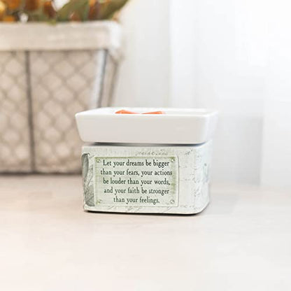 Elanze Designs Dream Actions Faith Stronger Stoneware Electric 2 in 1 Jar Candle and Wax Tart Oil Warmer - size: Medium 2-in-1
