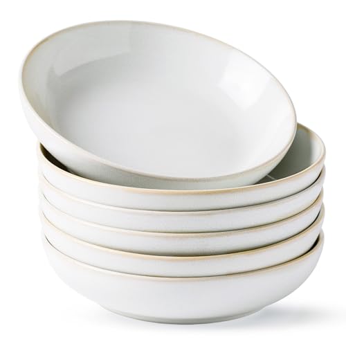 AmorArc 8.5’’ Ceramic Pasta Bowls Set of 6, 36oz Large Stoneware Bowls Set | Large Dinner Serving Bowls Set, Wide Bowl Plate for Pasta,Salad, Soup, Microwave Safe, Reactive Glaze - color: Reactive Color, size: Set of 6