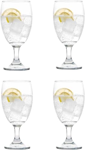 Aspen Collection Water Goblet Glass Set, 12 Pieces, 16.5 oz Stemmed Glasses