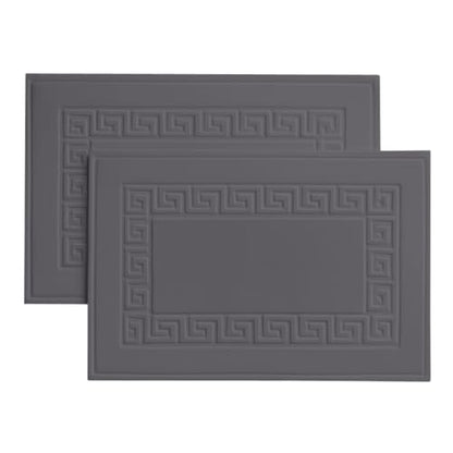 100% Recycle Cotton Bath Mat Grey Key Pattern Bath Rug [Not a Bathroom Rug], Soft Absorbent 330 GSM Shower Floor Towel Set, Hotel Spa Quality, Machine Washable (2 Pack) - color: Grey