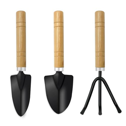 Small Garden Tools,3 Pcs Mini Garden Tools Set,Include Small Trowel,Mini Shovel and Hand Rake,Heavy Duty Indoor Gardening Plant Tools Set for Succulent,Bonsai,Pot Plants,Potting Tools Kit
