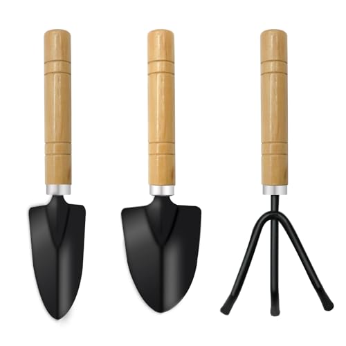 Small Garden Tools,3 Pcs Mini Garden Tools Set,Include Small Trowel,Mini Shovel and Hand Rake,Heavy Duty Indoor Gardening Plant Tools Set for Succulent,Bonsai,Pot Plants,Potting Tools Kit