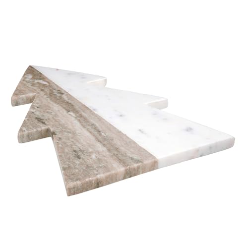 Santa Barbara Design Studio 2-Tone Marble Christmas Tree Shaped Charcuterie Cheese Tray, 14" x 8" - size: 14" x 8" x 1"