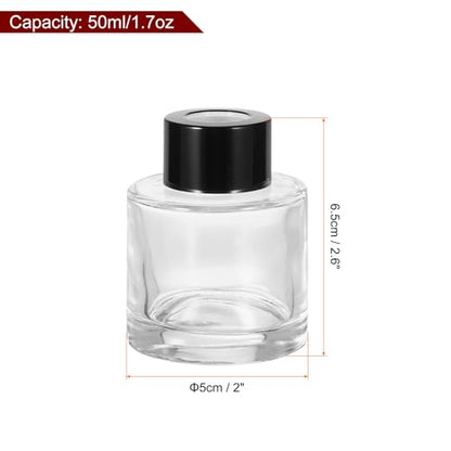 HARFINGTON 50ml/1.7oz Empty Glass Diffuser Bottle 2.6" x 2" Refillable Fragrance Accessories Aromatherapy Jar Container for Replacement Reed Diffuser DIY Home Bathroom Transparent - size: 1.7 Ounces