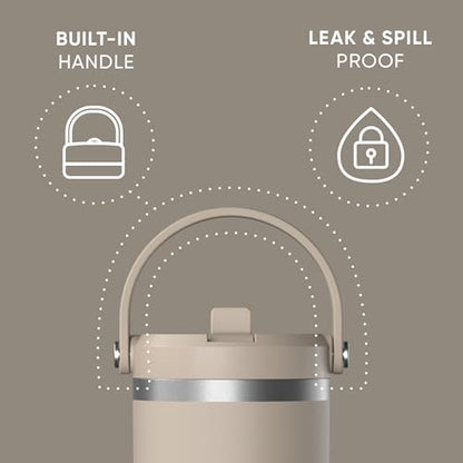 Hydrapeak Nomad 32oz Stainless Steel Insulated Travel Tumbler with Handle & Straw Lid, Leakproof, Cupholder Friendly, Back to School, College Dorm, Gym & Everyday Hydration, Cold 24 Hours (ST-Latte) - color: ST-Latte