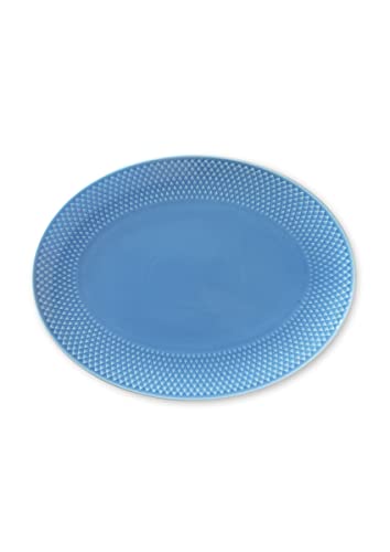 Lyngby Porcelaen Rhombe Color Oval Serving Dish | Blue Porcelain | 11.2 x 8.5 Inches