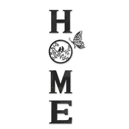 CrazyDeal Home Signs Decor Aesthetic Bird Wall Art Letter Wall decor for Living Room Bedroom Kitchen Farmhouse Wall Hanging Modern Decorations Large (Black Acrylic,49.2 X 15.7 Inch)