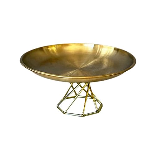 Elegant High-Footed Metal Jewelry Tray Stainless Steel Dessert Plate Decorative Food Serving Dish for Household Serving Platter