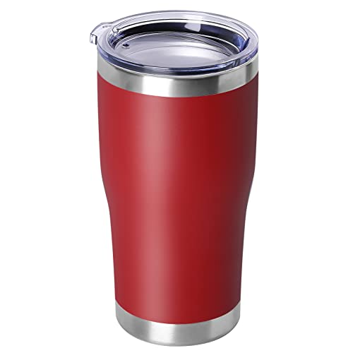 DOMICARE 20oz Tumbler with Lid Stainless Steel Tumblers Bulk, Double Wall Vacuum Insulated Coffee Travel Mug Powder Coated Tumbler, 1 Count (Pack of 1) Red - color: Red, size: 1 count