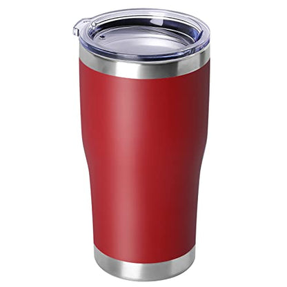 DOMICARE 20oz Tumbler with Lid Stainless Steel Tumblers Bulk, Double Wall Vacuum Insulated Coffee Travel Mug Powder Coated Tumbler, 1 Count (Pack of 1) Red - color: Red, size: 1 count