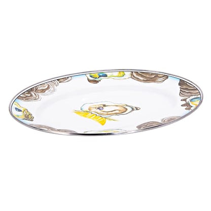 Golden Rabbit Enamelware Oval Platter, 12 x 16in, Oyster - color: Oyster