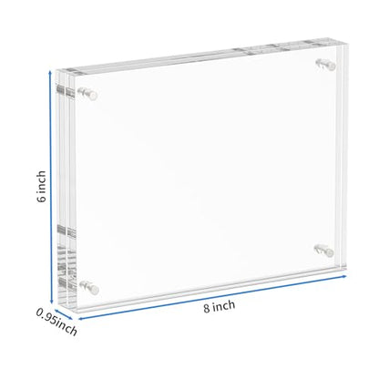 NIUBEE Acrylic Photo Frame 6x8, Double Sided Magnetic Blocks Pet Picture Frame - size: 6x8"(1 Pack)