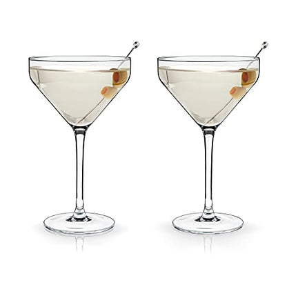 Viski Angled Martini Glasses, Premium Crystal Cocktail Coupe Glasses, Home and Bar Drinkware, Stemmed Cocktail Glasses, Perfect Cocktail Glass Gift Set of 2, 9oz - style: Angled Martini Glasses