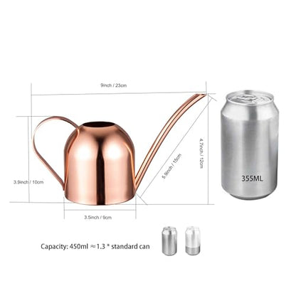 IMEEA Mini Indoor Watering Can for Small Plants, Stainless Steel with Long Spout, 15oz/450ml – Perfect for Desk, Windowsill & Bonsai - color: 15oz (Rose Gold)