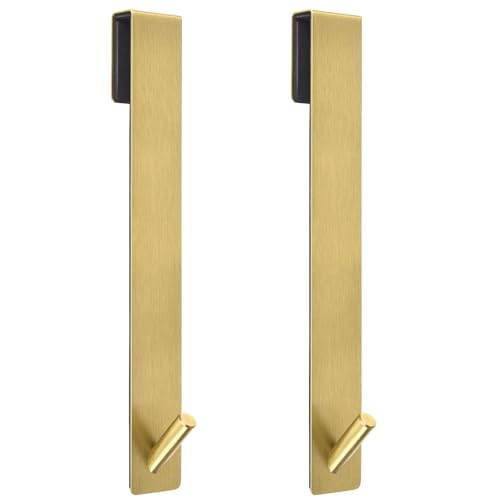 Kontoyo Shower Door Hooks(10 Inch),Extended Over Door Hooks for Bathroom Frameless Glass Shower Door,Stainless Steel Towel Hooks,Heavy Duty Rack Hooks for Robe,Towel-2 Pack-Gold - color: Gold, size: 10IN-2 PACK