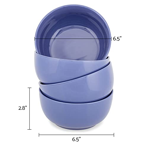 Elanze Designs Bistro Glossy Ceramic 6.5 inch Dinnerware Bowls Set of 4 - Perfect for Everyday uses from Soup, Pasta, Salad, Cereal, Ice cream, Ramen and Pho, Violet Purple - color: Violet Purple, style: 6.5 inch Soup
