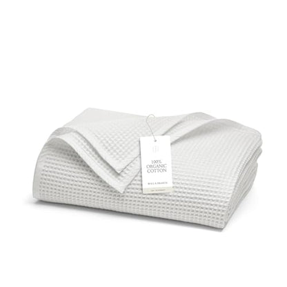 BOLL & BRANCH Waffle Bed Blanket, Twin/Twin XL, White | Luxury 100% Organic Cotton - Soft, Lightweight and Breathable - Textured Waffle Weave Design - color: White, size: Twin/Twin XL