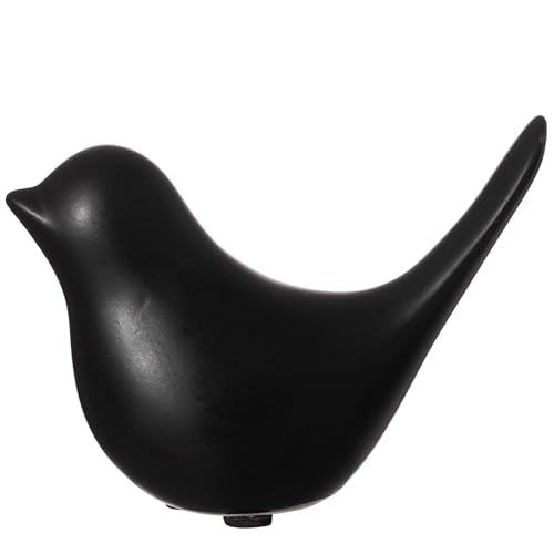 Uniquewise Black Ceramic Bird Statue Gift & Decorative Accent for Living Room Bedroom Office Desktop Shelves Coffee Tables Cottage Spaces or Farmhouse, Medium - color: Black, size: Medium