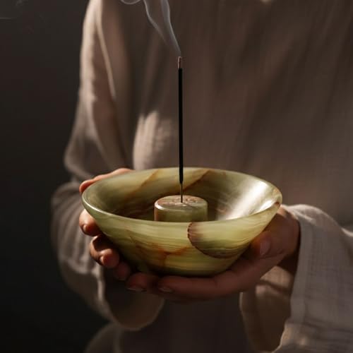 Radicaln Marble Incense Holder 5.5" Inches Green Handmade Incense Stick Holder for Palo Santo Holder, Ideal Marbles Ashtray & Incense Holder Marble for Bedroom - color: Green Onyx