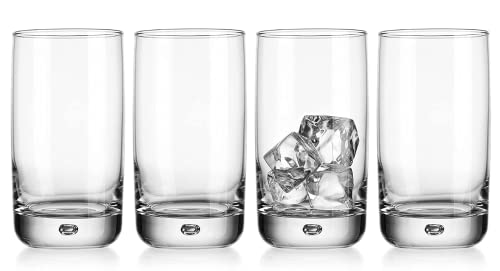 Set of 4 Highball Glasses 16 Oz Collins Cocktail Drinking Glass Cups, Bubble Base Glassware for Water, Juice, Cocktails, Beer Pint Glasses, Modern Basic Tumblers. - style: Straight