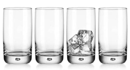 Set of 4 Highball Glasses 16 Oz Collins Cocktail Drinking Glass Cups, Bubble Base Glassware for Water, Juice, Cocktails, Beer Pint Glasses, Modern Basic Tumblers. - style: Straight