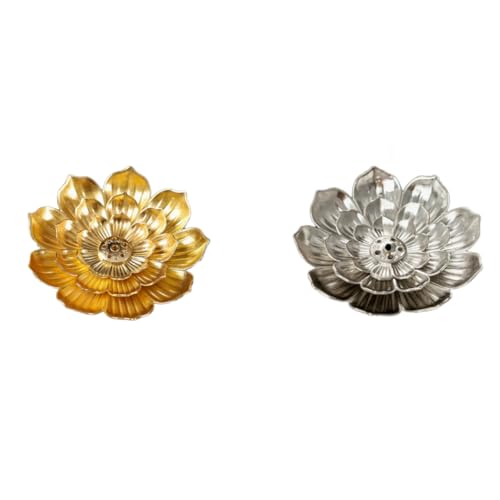 Incense Holder with Incense Stick Tray,Multi-Functional Incense Burner and Stick Holder Combo,Ash Holder (1, Golden,Silvery) - color: Golden,silvery