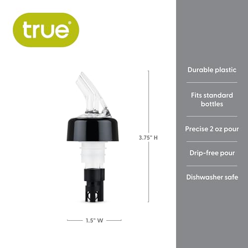 TRUE Ace Measured Liquor Pour Spout 2 Ounce Pourer, Fits Standard Bottles, Set of 1, White - size: Set of 1