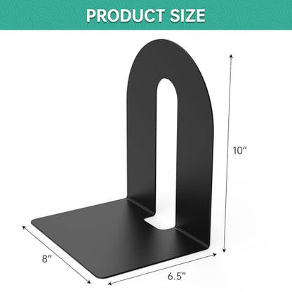 Heavy Duty 10" Bookends, 1 Pair Black Bookend for Office, Home,Bookshelves | Heavy Duty Bookends, Bookend Stopper for Heavy Books, For Office, Binders & Books - size: 2Pcs