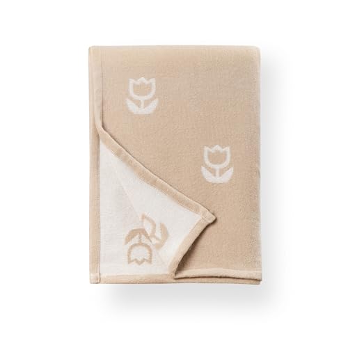 Hofdeco Premium Coastal Decorative Throw Blanket for Patio Couch Sofa, Neutral Tan Tulips Floral with Piping, 50"x68" - color: Neutral Tan Tulips Floral 50"x68"