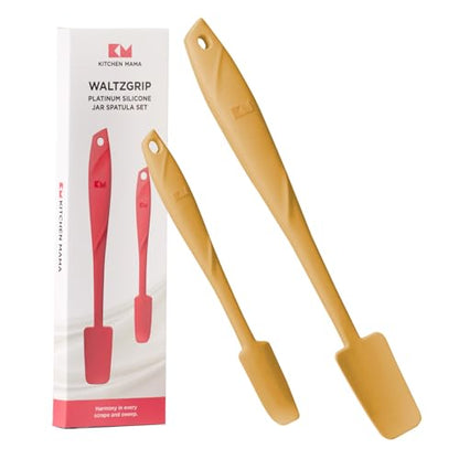 Kitchen Mama WaltzGrip Platinum Silicone Jar & Can Spatula Set, Yellow | Heat-Resistant, Dishwasher Safe, Ergonomic Grip, Perfect for Mixing and Scraping, Nonstick Cookware - color: Yellow