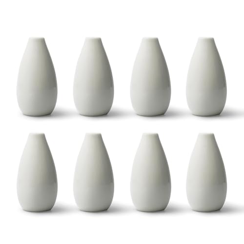 Modern Small Flower Vases 8 Pack - Ceramic, White - color: 8 Pack White - Style 11