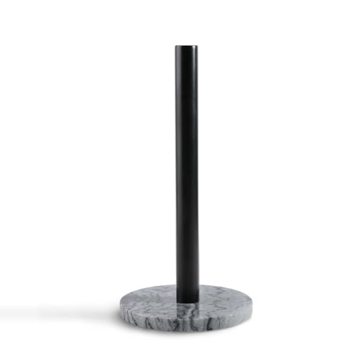 African Marble Base Paper Towel Holder Countertop, Metal Rod 6" Marble Base Paper Towel Holder Stand for Kitchen Organization and Storage, Fit for Standard Size Rolls - color: Grey Marble-monte Grigio, size: 6" Marble Base