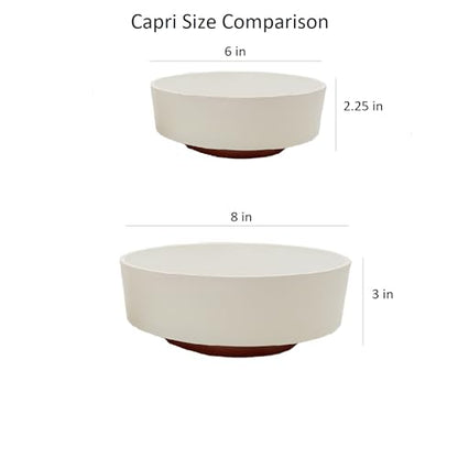 The HC Companies 6 Inch Round Plastic Succulent Capri Bowl 6"x6"x2.25" in Vanilla Bisque with Copper Bottom Color - color: Vanilla Bisque, size: 6"