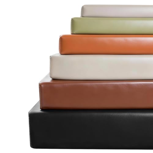 Avenix Faux Leather Bench Cushions for Indoor Outdoor Furniture Custom Size | Waterproof, matte faux leather, bay window seat cushions, breakfast nook/entryway/mudroom, multiple sizes/colors