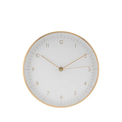 Modern Silent Quartz Wall Clock, 10in, White & Gold | Designed in Germany, Simple & Elegant, Non-ticking, Analog, Battery operated, Housewarming gift, for Living room, Bedroom - color: White, 10"