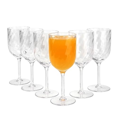 Yalin Set of 6 Unbreakable 12 oz Acrylic Plastic Wine and Water Tumbler Stackable Goblets. (Clear, 15 oz) - color: Clear, size: 15 oz