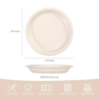 GZG 8 Inch Ceramic Dinner Salad Plates, Set of 4, Cream Mist | Rustic Matte Glaze Stoneware Dinnerware, Microwave & Dishwasher Safe, For Salad, Dessert, Appetizer, Everyday Use - color: Cream Mist, size: 4 pcs Salad Plate Set