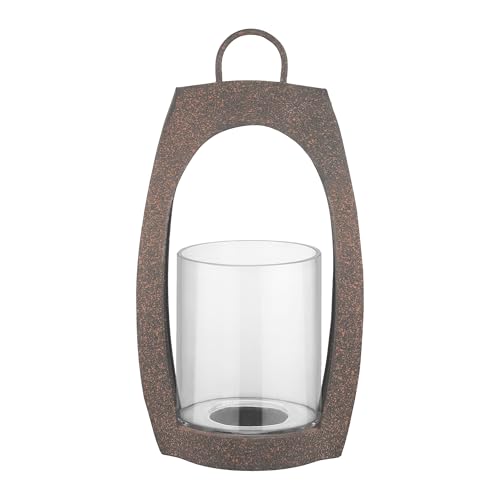 21" Twakutwaku Versatile Farmhouse Arch Metal Lantern in Rustic Brown with Handmade Thick Glass Candle Holder for Pillars & Plants, Hurricane Lantern, Glass Candlestick Holder, Glass Vase, Garden - color: Rustic Brown, size: 11"x21"