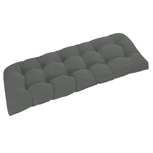 downluxe Outdoor Bench Cushion for Patio Furniture, Water Resistant Tufted Overstuffed Porch Swing Cushions, Thick Outdoor Loveseat Cushions, 59" x 18" x 5", Dark Grey, Set of 1 - color: Dark Grey, size: 59x18x5 Inch