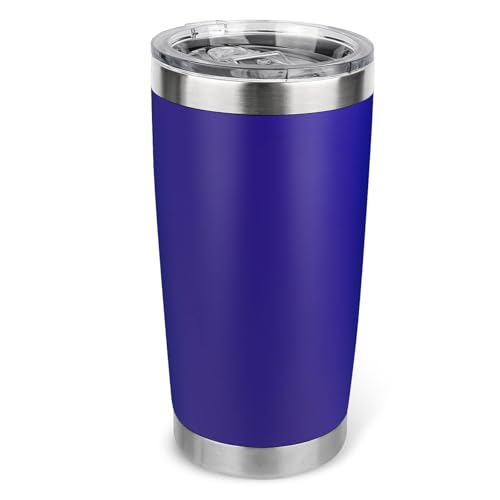 20oz Stainless Steel Tumbler with Lid, Travel Mug - Double Wall Vacuum Powder Coated Cup - Dark Blue, 1 Pack - color: Dark Blue, size: 1 Pack